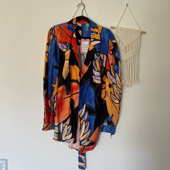 Farm Rio Banana Kimono Blazer Multicolor NWT - Picture 1 of 5